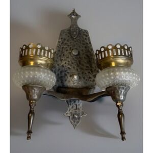 Vintage Arts & Crafts Gothic Brass wall Light SCONCE